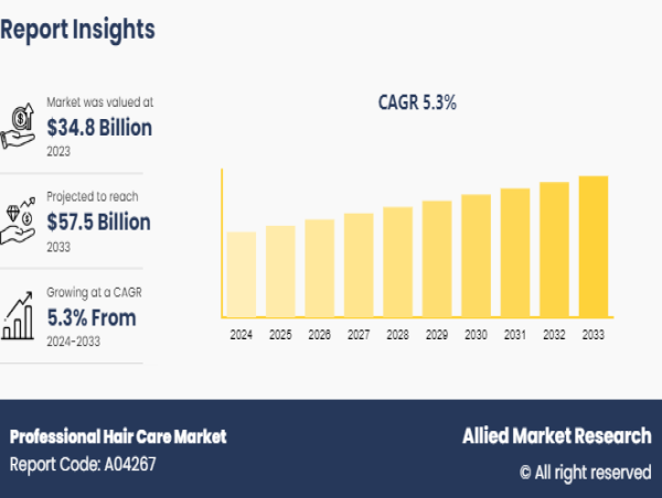 Professional Hair Care Market Projected Expansion to $57.5 billion Market Value by 2033 with a 5.3% CAGR