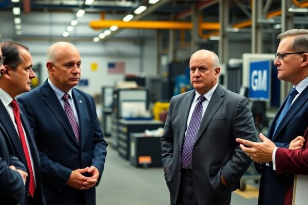 Ford and GM leaders discussing tariff challenges with officials.